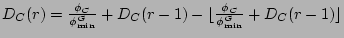 $D_{C}(r) = {\phi_C\over\phi_{\min}^G} + D_{C}(r-1) - \lfloor{\phi_C\over\phi_{\min}^G} + D_{C}(r-1)\rfloor$