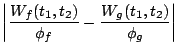 $\displaystyle \left\vert\frac{W_f(t_1, t_2)}{\phi_f}-\frac{W_g(t_1,
t_2)}{\phi_g}\right\vert$