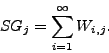 \begin{displaymath}
SG_j = \sum_{i=1}^{\infty} W_{i, j}.
\end{displaymath}