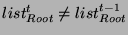 $list^t_{Root} \neq list^{t-1}_{Root}$