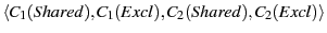 $ \langle C_1(Shared), C_1(Excl), C_2(Shared), C_2(Excl) \rangle$