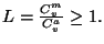 $L=\frac{C_{v}^{m}}{C_{v}^{a}}\geq
1.$