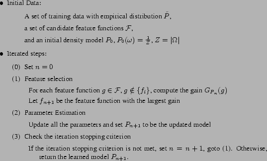 \begin{figure}{\small
\begin{itemize}
\item Initial Data:
\begin{itemize}
\item[...
...arned model $P_{n+1}$.
\end{description}\end{itemize}\end{itemize}}
\end{figure}