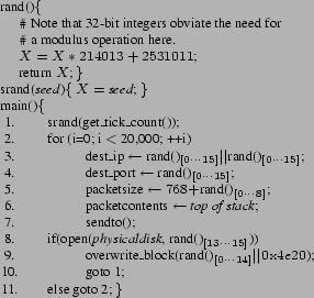 \begin{figure}
% latex2html id marker 384
\noindent
\footnotesize
rand()\{ \\
\...
...{\arabic{linecn}.}}\hspace*{0.2in} else goto 2; \}\vspace{-0.1in}
\end{figure}