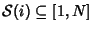 $ {\cal S}(i)
\subseteq [1,N]$