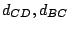 $d_{CD}, d_{BC}$