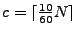 $ c=\lceil \frac{10}{60} N\rceil$