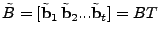 $ \tilde{B} =[\tilde{\mathbf{b}}_1   \tilde{\mathbf{b}}_2
... \tilde{\mathbf{b}}_t] = B T$