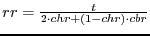 $rr = \frac{t}{2 \cdot chr + \left( 1 - chr \right) \cdot cbr}$