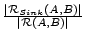 $\frac{\vert\mathcal{R}_{Sink}(A,B)\vert}{\vert\mathcal{R}(A,B)\vert}$