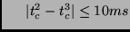 $      \vert t_c^2-t_c^3\vert\le10ms$