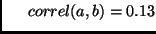 $      correl(a,b)=0.13$