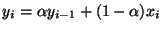 \( y_{i}=\alpha y_{i-1}+(1-\alpha )x_{i} \)