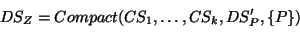 \begin{equation*}\begin{aligned}DS_Z = Compact(CS_{1}, \hdots, CS_k, DS_P^\prime, \{P\}) \end{aligned}\end{equation*}