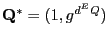 $ {\mathbf Q^*}= (1, g^{d^{E} Q})$