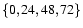 $\left\{0, 24, 48, 72\right\}$