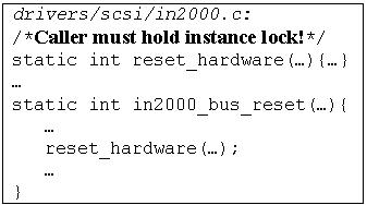The comment says that reset_hardware() must be called with the instance lock held, but no lock is acquired before calling it in the code.