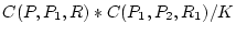 $C(P, P_1, R) * C(P_1, P_2, R_1) / K$