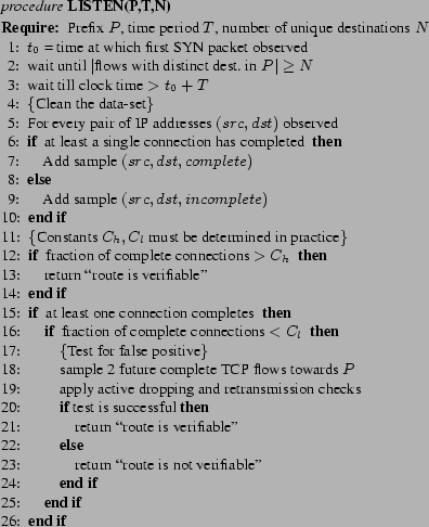 \begin{figure}\small
\begin{quote}
{\em procedure} {\bf LISTEN(P,T,N)}
\begin{al...
...ENDIF
}\ENDIF
}\ENDIF
\end{algorithmic}\end{quote}
\vspace{-0.15in}
\end{figure}