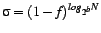 $ \sigma = (1-f)^{log_{2^b}N}$