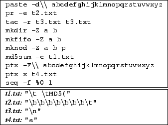 \begin{figure}\centering
\begin{small}
\begin{tabular}{\vert l\vert}
\hline
{\t...
... \\
{\it t4.txt:} {\tt ''a''} \\
\hline
\end{tabular}\end{small}
\end{figure}
