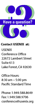 Questions? Contact the USENIX Conference Office