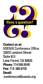 Questions? Contact the USENIX Conference Office