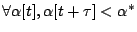 $\forall \alpha[t], \alpha[t+\tau] <\alpha^*$