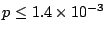 $ p \le 1.4 \times 10^{-3}$