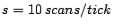$s = 10\, scans/tick$